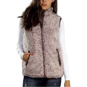 Women’s Tread & Supply Sherpa Vest size Medium full Zip Cozy & Tan